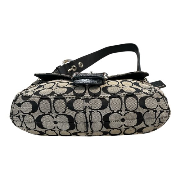 Authentic Coach Signature C Canvas Flap Hobo Bag – Style F13113 – Black & Gray – - Picture 11 of 11